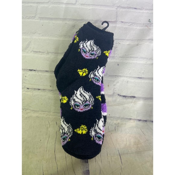 Disney Little Mermaid Ursula Womens Furry Soft Socks 2 Pairs Sock Size 5-10 NEW